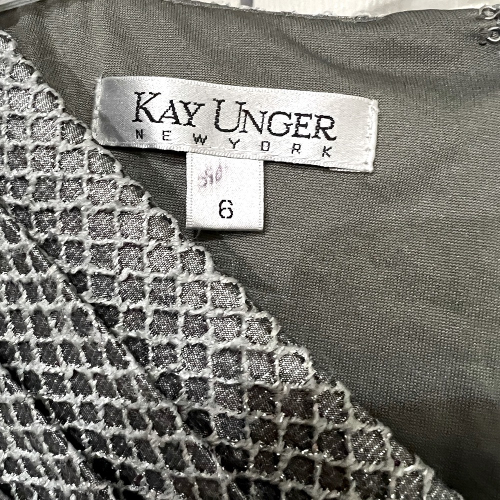 NWT KAY UNGER METALLIC SILVER TAILORED SHEATH COCKTAIL DRESS SIZE 6 - Picture 7 of 13